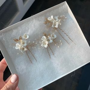 3 Floral Hair Pins -- Never Used